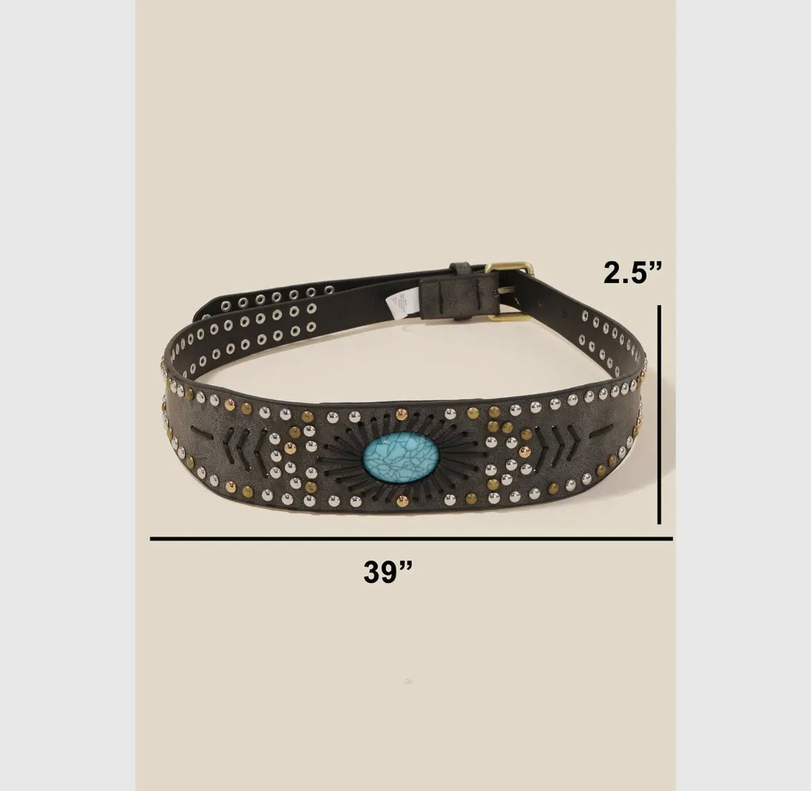 Double Studded Faux Leather Belt