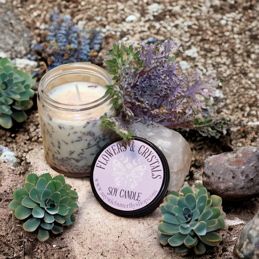 Flower & Crystal Candle