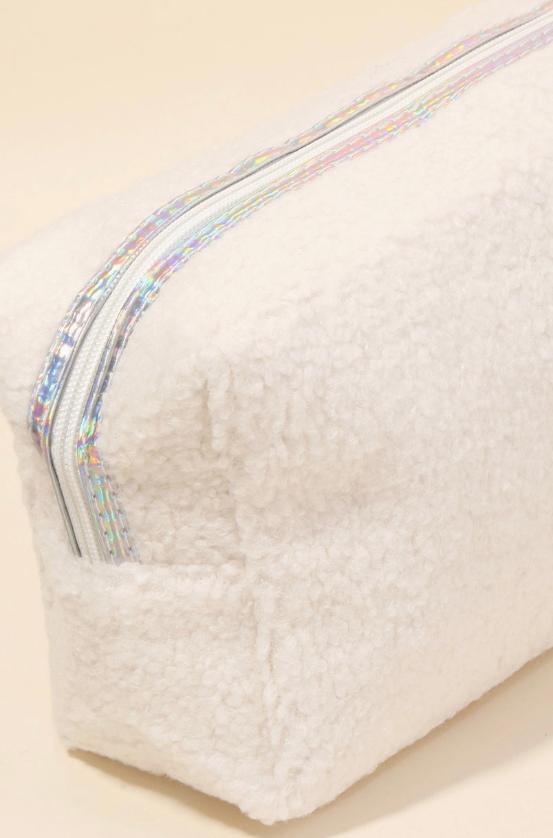 Pearly Studded LOVE Sherpa Pouch