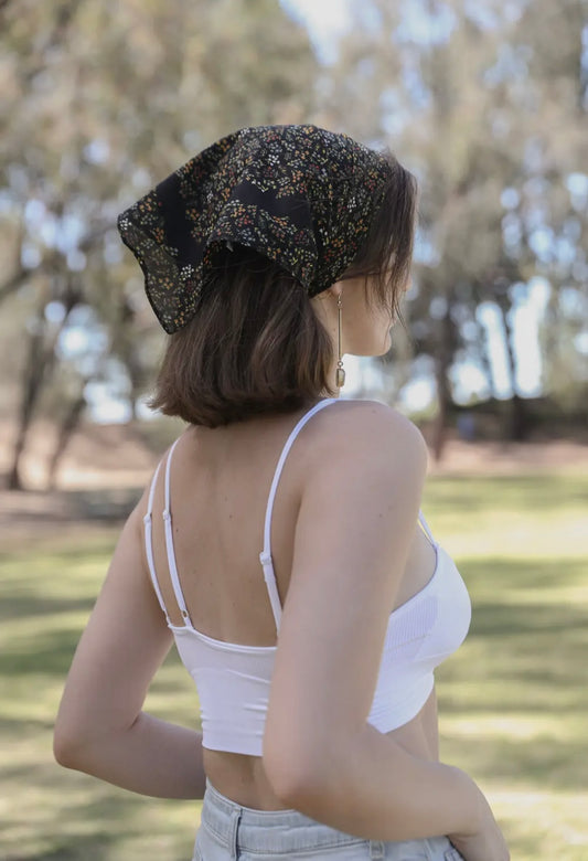 Vintage Floral Foliage Bandana Neckerchief