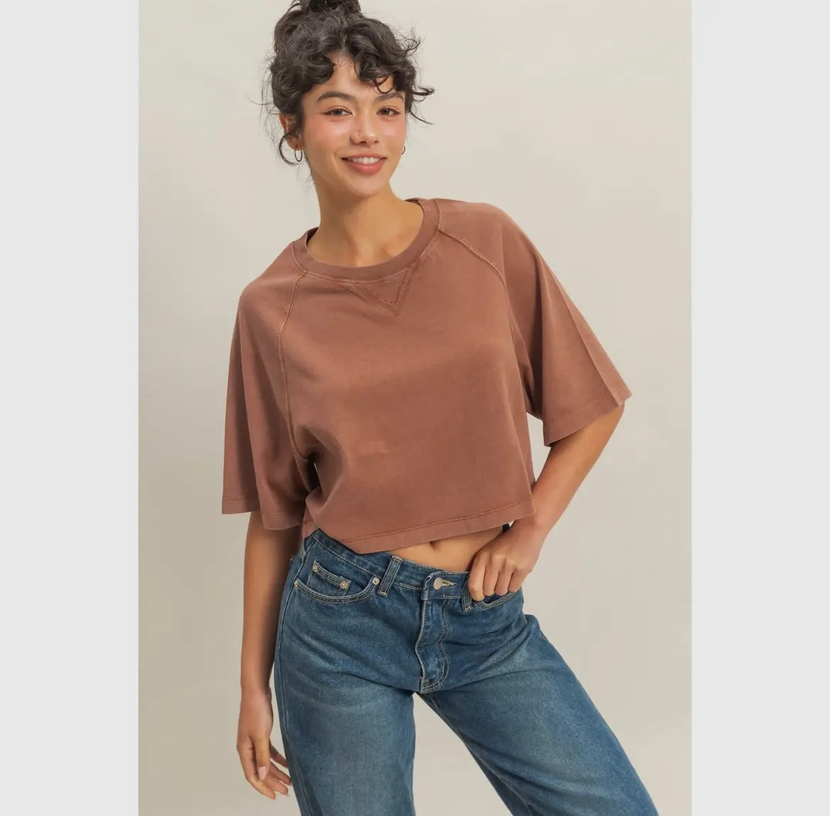 Short Sleeve Mineral Washed Cropped Tee