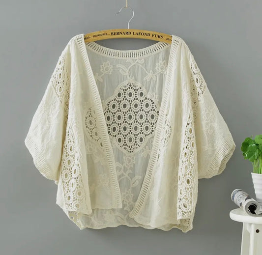 Lace Open Front Cardigan