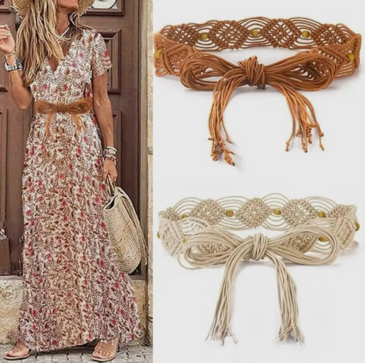 Boho Hollow Knitted Belt