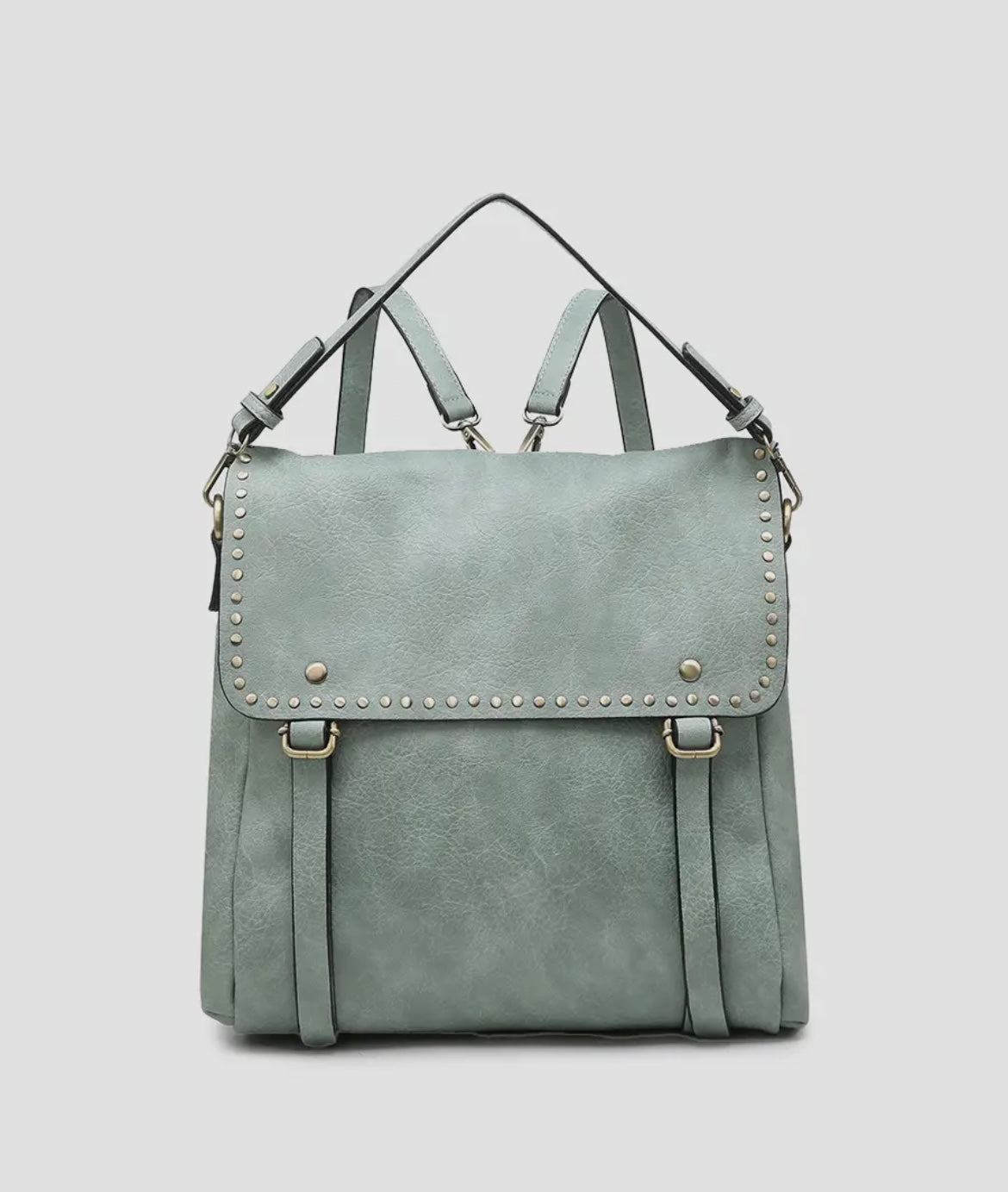 Indigo Backpack/Shoulder Bag w/ Studded Detail