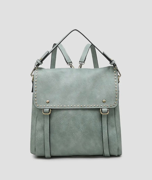 Indigo Backpack/Shoulder Bag w/ Studded Detail