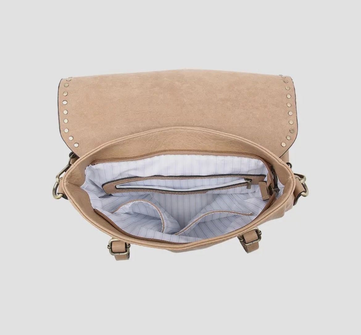 Indigo Backpack/Shoulder Bag w/ Studded Detail