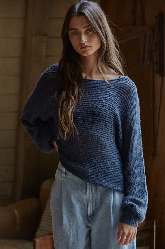 Knit Crochet Round Neck Sweater
