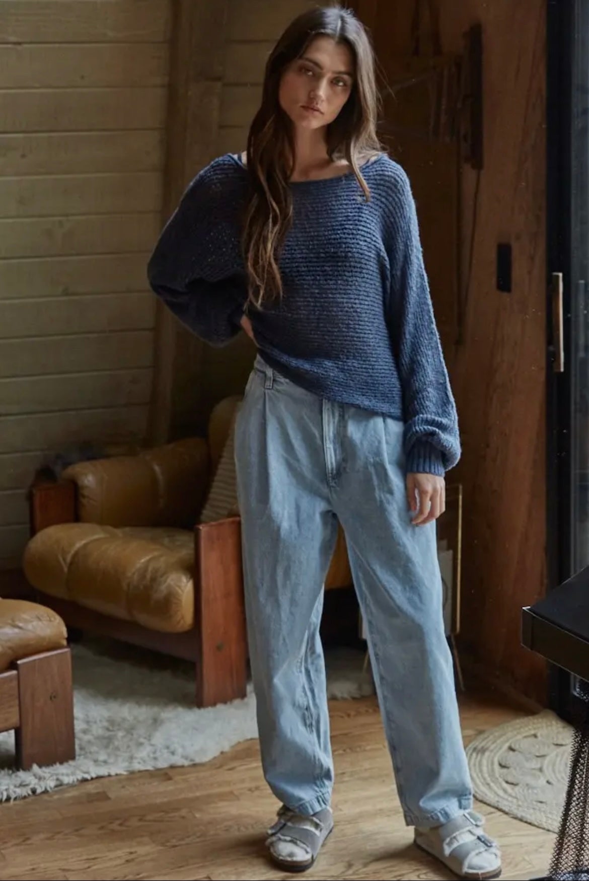 Knit Crochet Round Neck Sweater