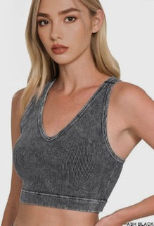 Washed Seamless Rib Crop Tank