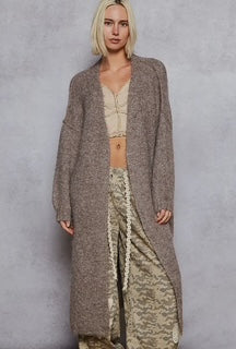 POL Oversized Rolling Edge Detail Open Front Cardigan