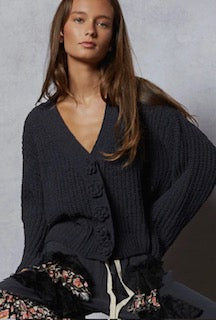 POL Flower Button Up Cardigan