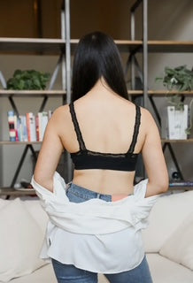 Blue Gray Lace Trim Bralette